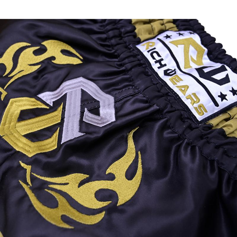 RICHWEARS USA Thai Shorts for Muay Thai, Martial Arts Trunks for Grappling Gym Exercises Breathable Unisex