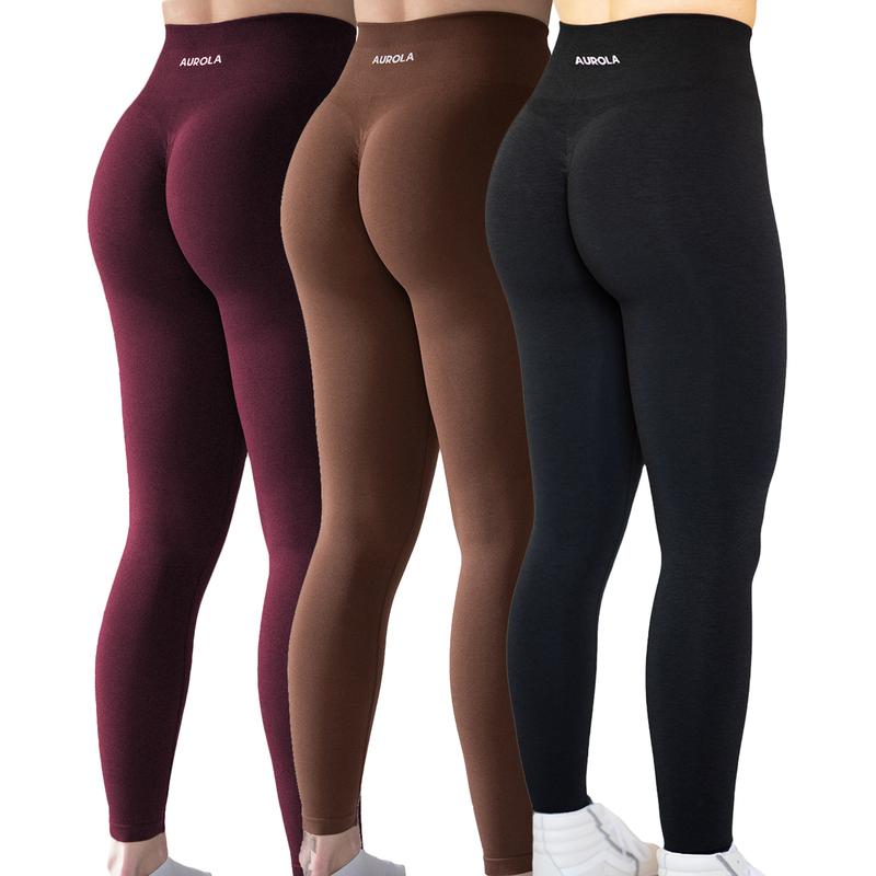 AUROLA  3 Pieces Pack Set Intensify Workout Leggings for Women Seamless Scrunch Tights Tummy Control Gym Fitness Girl Sport Active Yoga Pants sports activity