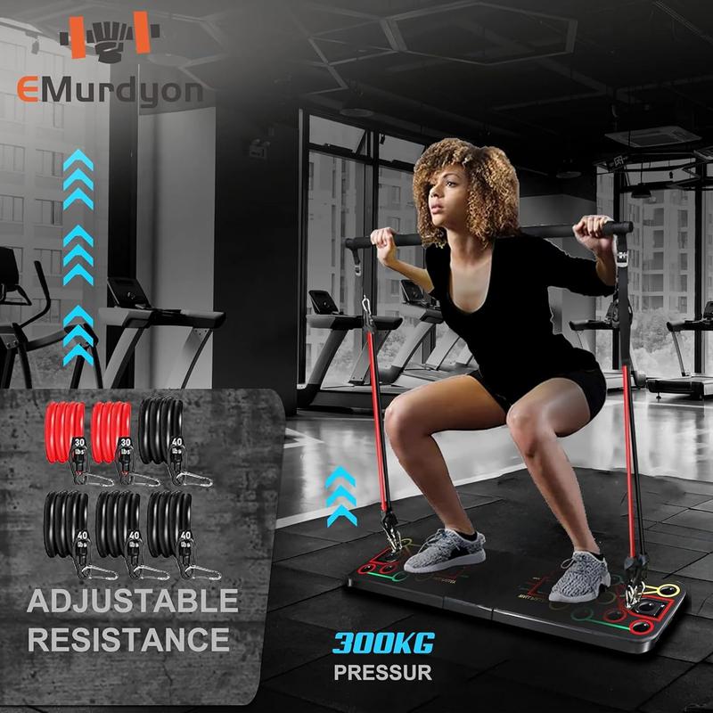 Up Board with Sit up Stand. Multifunctional Push Up Board with Resistance Bands, portable exercise equipment, Strength Training Equipment, Push Up Handles for Perfect Pushups, Home Fitness for Men