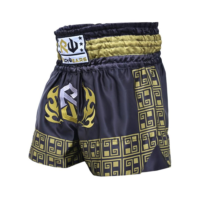 RICHWEARS USA Thai Shorts for Muay Thai, Martial Arts Trunks for Grappling Gym Exercises Breathable Unisex