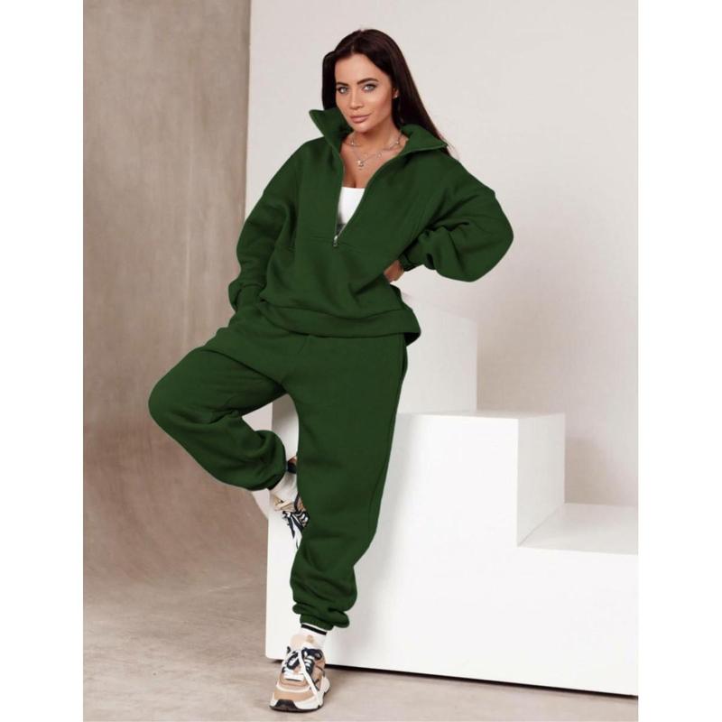 UANEO Unisex Sweatsuits Half Zip Fleece Sweatshirt and Pant 2 Piece Joggers Set Tracksuit