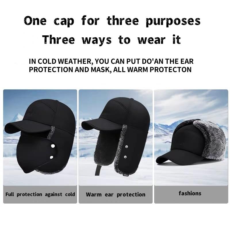 Hat men and women winter warm anti cold padded and thickened motorcycle mask Winter Essentials Warm Hat, Thicken Faux Fur Outdoor Sports Hat with Removable Face Mask, Outdoor Sports winter warm winter essential