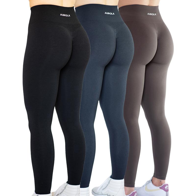 AUROLA  3 Pieces Pack Set Intensify Workout Leggings for Women Seamless Scrunch Tights Tummy Control Gym Fitness Girl Sport Active Yoga Pants sports activity