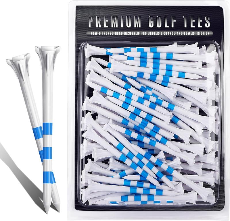 Premium 3 Prongs Golf Tees 50 Pack or 100 Pack - Low Friction and Resistance Golf Plastic Tees - Improve Swing Accuracy and Distance (100 Pack, 3-1 4