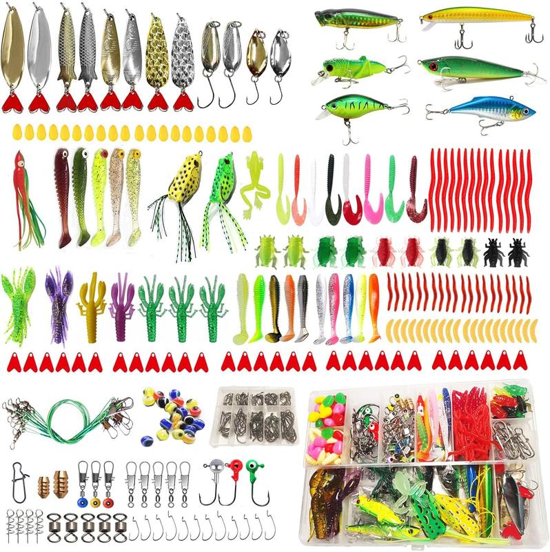 437 243Pcs Fishing Lures Kit for Freshwater &Saltwater,Bass Fishing Lure Kit Trout Bass Salmon Walleye, Fishing Hooks,Fishing Tackle Box, Fishing Accessories Kit, Lifelike Fish