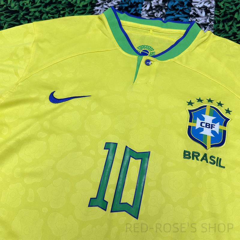 Nike 2022 World Cup Brazil Fan Edition Home Short Sleeve Neymar JR Soccer Jerseys