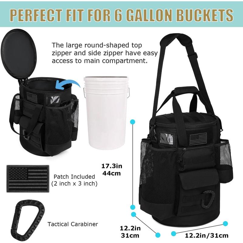 Baseball Bucket Bag Baseball Coaching Accessories Organizer  Style Softball Bucket Bag with Anti-Slip Bottom, Multiple Pockets for Bat, Gloves, Scoreboards