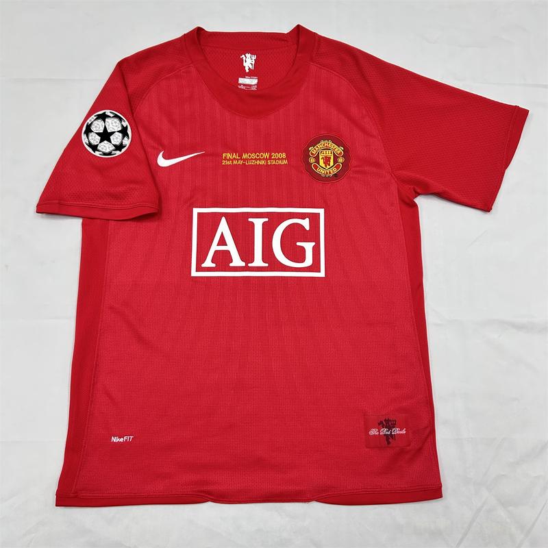 NIKE 07 08 Manchester United Home Short Sleeve 7# Cristiano Ronaldo Retro Soccer Jersey Red