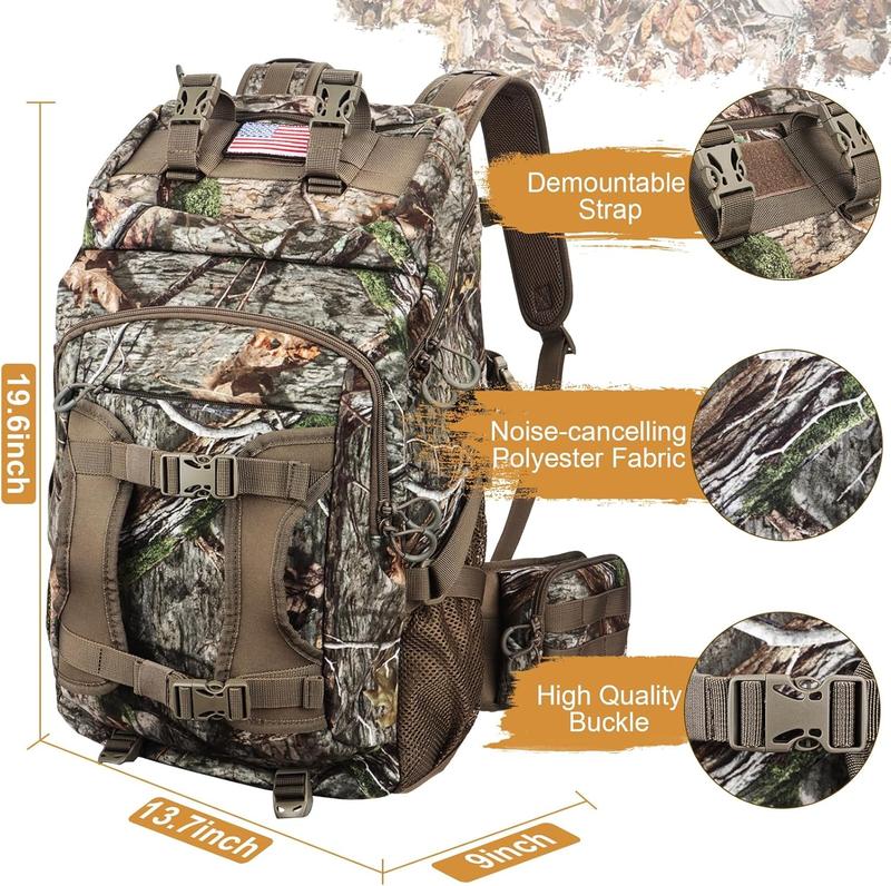 Hunting Backpack, Outdoor Hunting Pack with Rifle Holder, Hunting Backpacks for Men, Hunting Bag with Waterproof Rain Cover