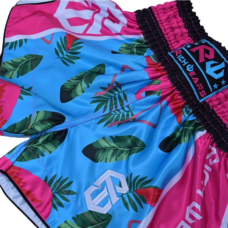 RICHWEARS USA Thai Shorts for Muay Thai, Martial Arts Trunks for Grappling Gym Exercises Breathable Unisex