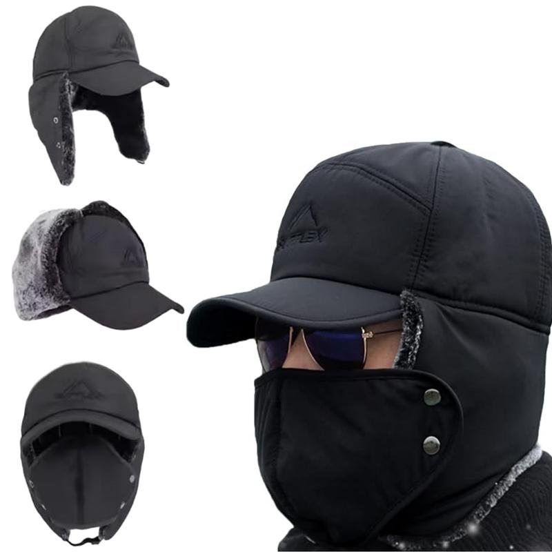 Hat men and women winter warm anti cold padded and thickened motorcycle mask Winter Essentials Warm Hat, Thicken Faux Fur Outdoor Sports Hat with Removable Face Mask, Outdoor Sports winter warm winter essential