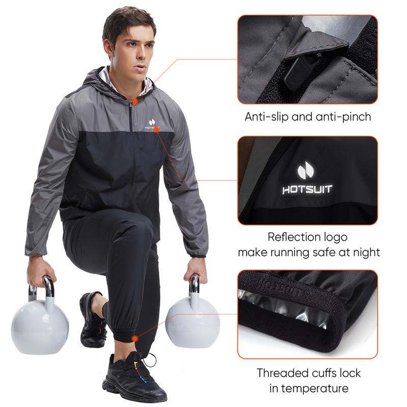 HOTSUIT Men's Sauna Suit – Full Body Sweat Suit for Gym Workouts and Exercise (Jacket & Pants)