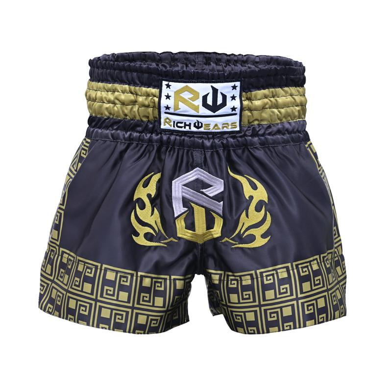 RICHWEARS USA Thai Shorts for Muay Thai, Martial Arts Trunks for Grappling Gym Exercises Breathable Unisex