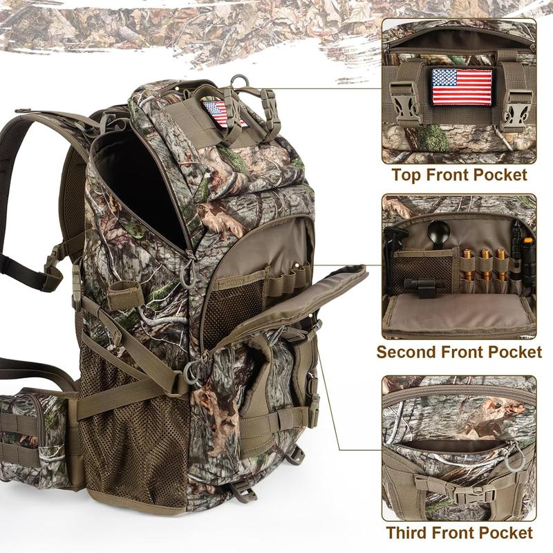 Hunting Backpack, Outdoor Hunting Pack with Rifle Holder, Hunting Backpacks for Men, Hunting Bag with Waterproof Rain Cover