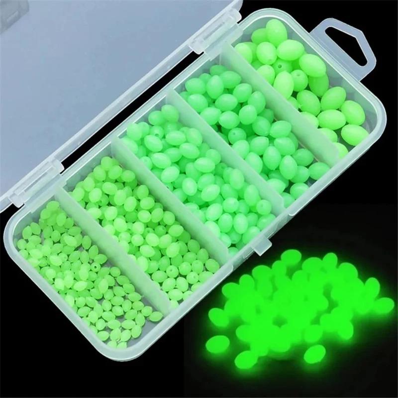 Luminous Fishing Lure Beads, 375pcs box Mixed Size Glow in The Dark Floating Fishing Beads, Fishing Accessories for Night Fishing