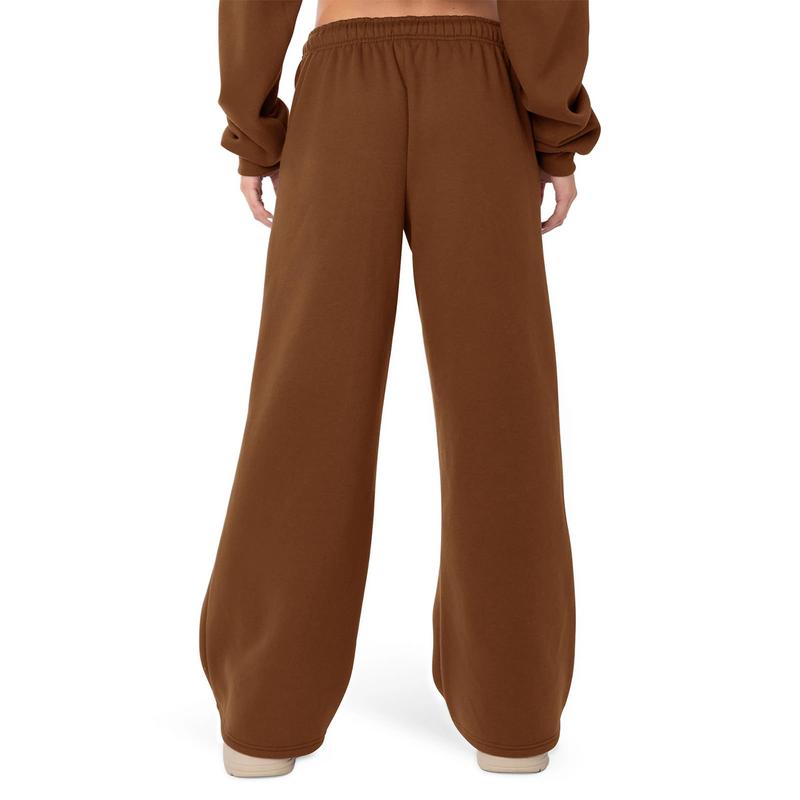 Women Y2K Drawstring Sweatpants Low Rise Wide Leg Ankle Slit Fold Over Pants Comfy Jogger Trousers with Pocket