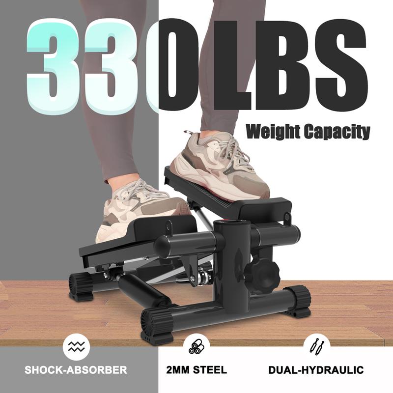 [Fahuac] Mini Steppers for Exercise at Home,Stair Stepper with Resistance Bands with Quiet Design, Portable Fitness Stepper Equipment Machine for Full Body Workout, Max 330 Lbs