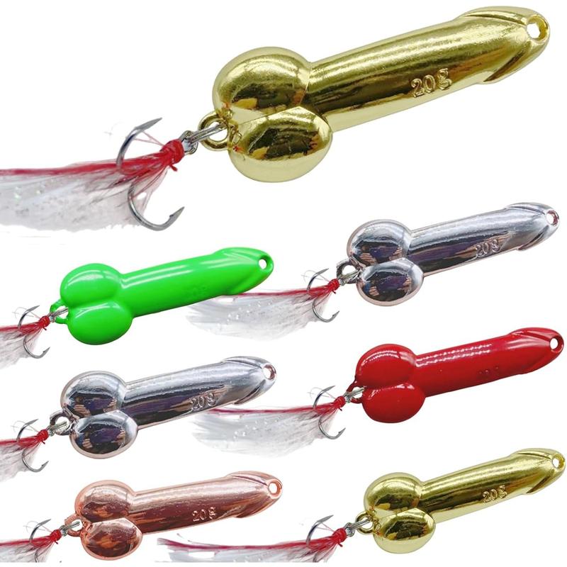 7 count Topwater Fishing Lures  Kit ,5g 10g 15g 20g Bass Fishing Lure with Custom Made Trebles Hooks Red and White Feathers,Specific   Green Red Red Copper Mixed Colour