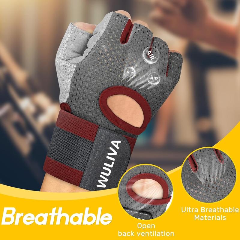 5-in-1 Workout Gloves for Men & Women, with Excellent Grip, Full Protection Exercise Weight Lifting Gym Gloves, Detachable Wrist Strap & Mesh Bag