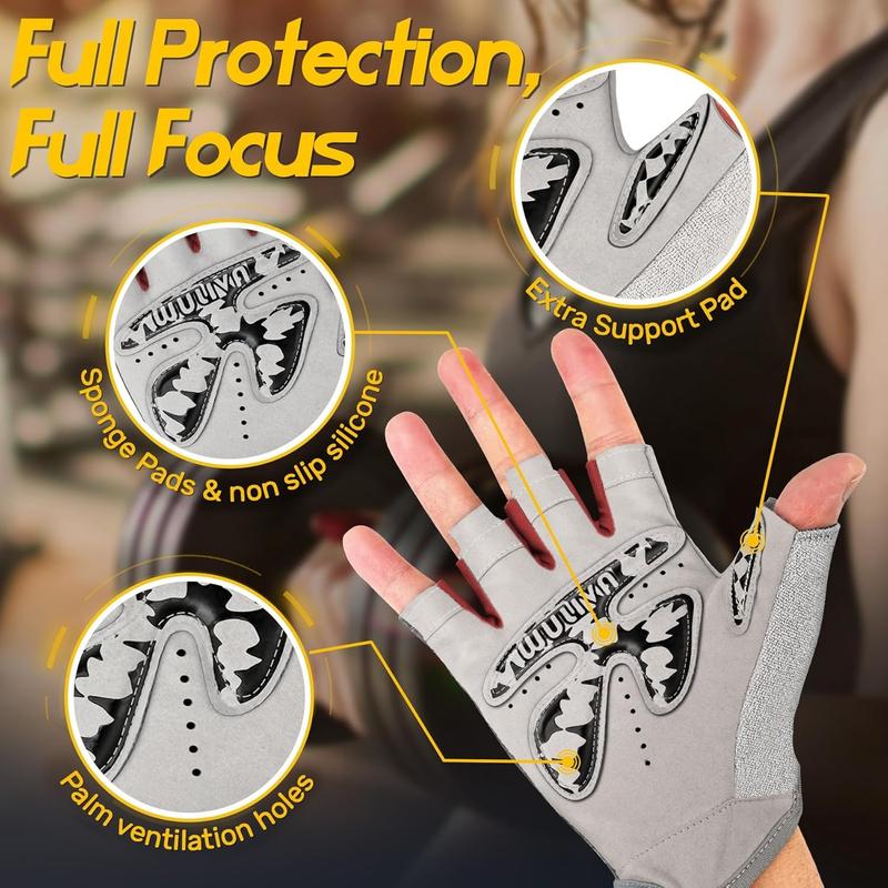 5-in-1 Workout Gloves for Men & Women, with Excellent Grip, Full Protection Exercise Weight Lifting Gym Gloves, Detachable Wrist Strap & Mesh Bag