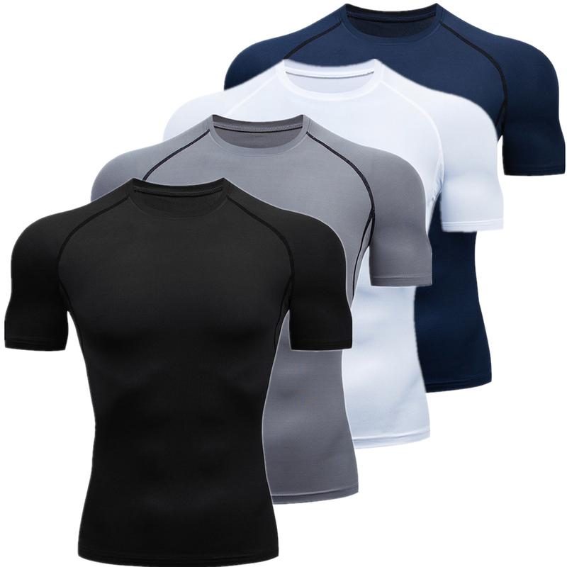 Men's Compression Shirts Short Sleeve Workout Gym T-Shirt  Running Tops Cool Dry Tight T-Shirt Baselayer Gym Undershirts