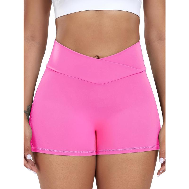 For Women with Pocket Shorts Tight Butt Workout Cargo Shorts V Waist Yoga Booty Lift Gym Bottom, Solid Color