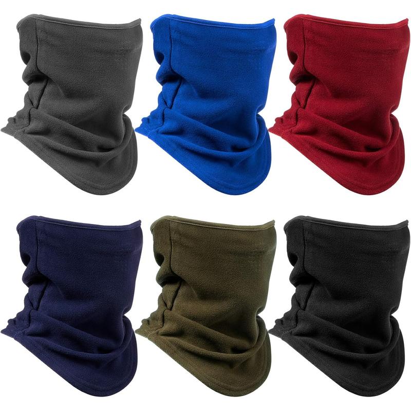 6 Pieces Winter Fleece Neck Gaiter Warmer Face Covering Windproof Half Balaclava Neck Scarf for Cold Weather Skiing