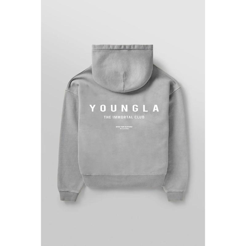 Youngla Men's Oversized Pullover Hoodie Double-Layer Composite Fabric Printed Jacket Sports Fitness Sweatshirt