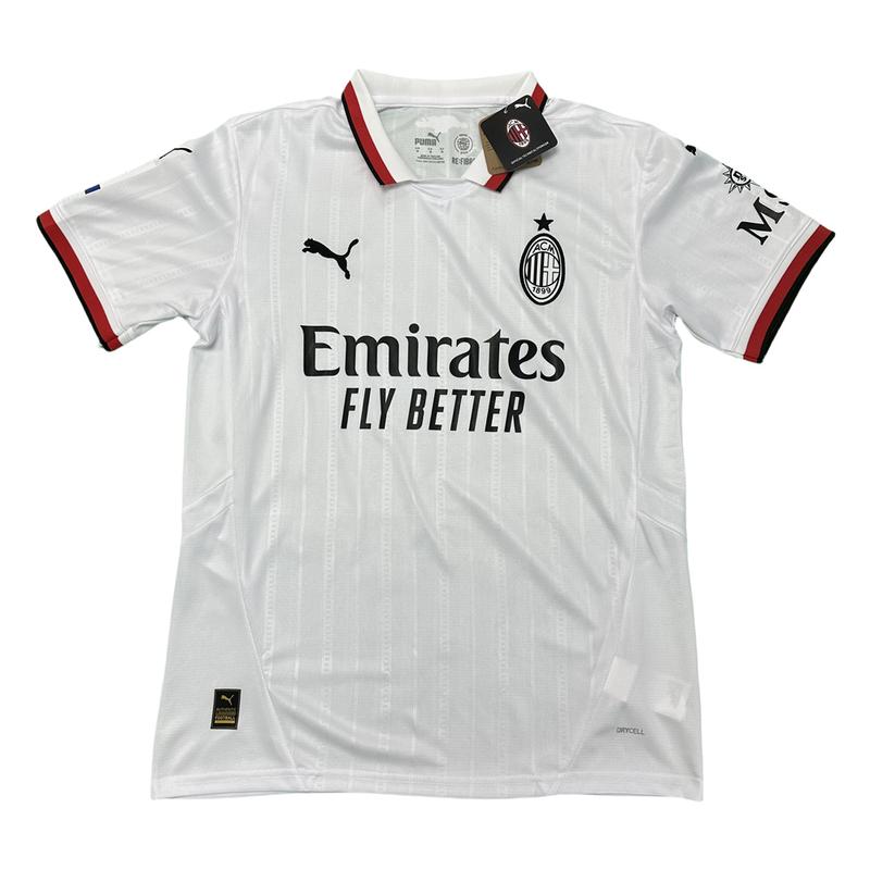 Puma 2425 Italian Serie A AC Milan Away Short Sleeve White Top Soccer Jerseys Quick Dry