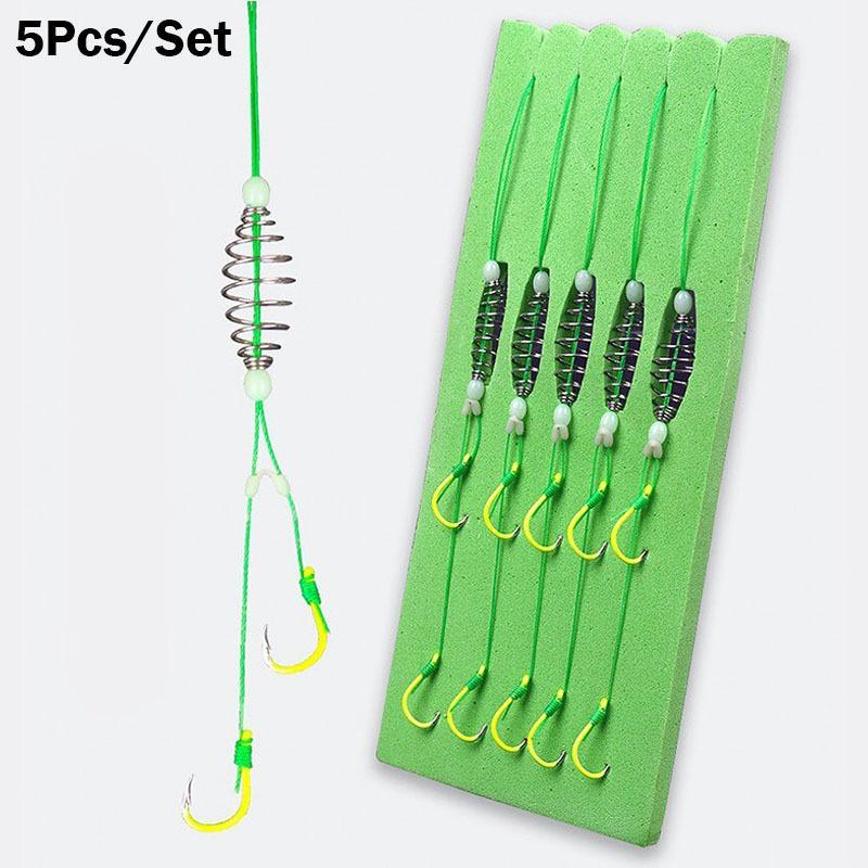 5pcs set Double Hook Fishing Line, Fishing Rigs, Fishing Hook Line, Fishing Accessories, Flyfishing, Solocamping, picnicaesthetic