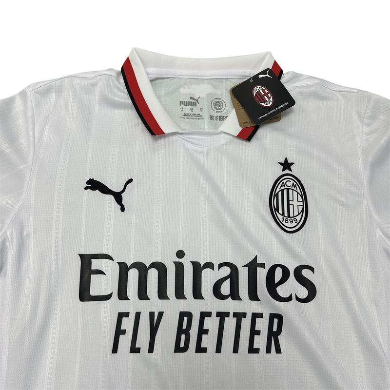 Puma 2425 Italian Serie A AC Milan Away Short Sleeve White Top Soccer Jerseys Quick Dry