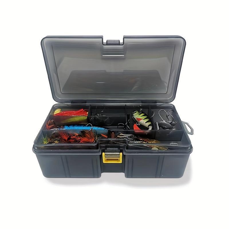 Dual-layer Fishing Tackle Box with Adjustable Dividers, PP Polypropylene Lure Storage Case, Durable Transparent Lid Tackle Box