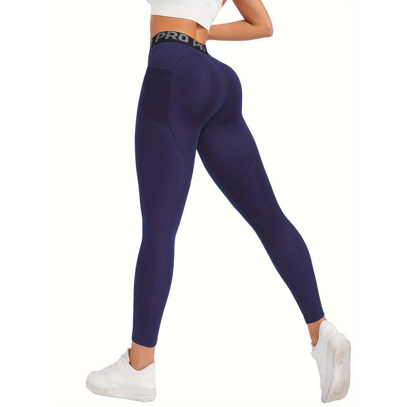 Letter Pattern High Waist Yoga Pants, High Elasticity Running Fitness Leggings, Autumn and Winter Women's Sports Clothing