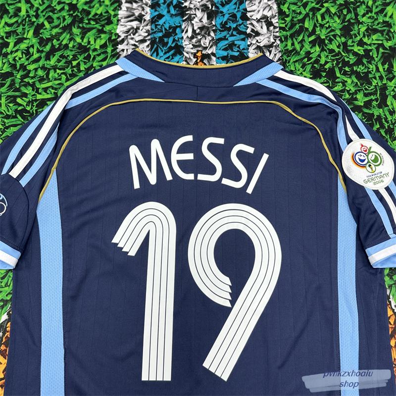 2006 World Cup Argentina Jersey Away No. 19 Messi Riquelme Soccer Training Jersey Short Sleeve fan shirt jersey  ootd