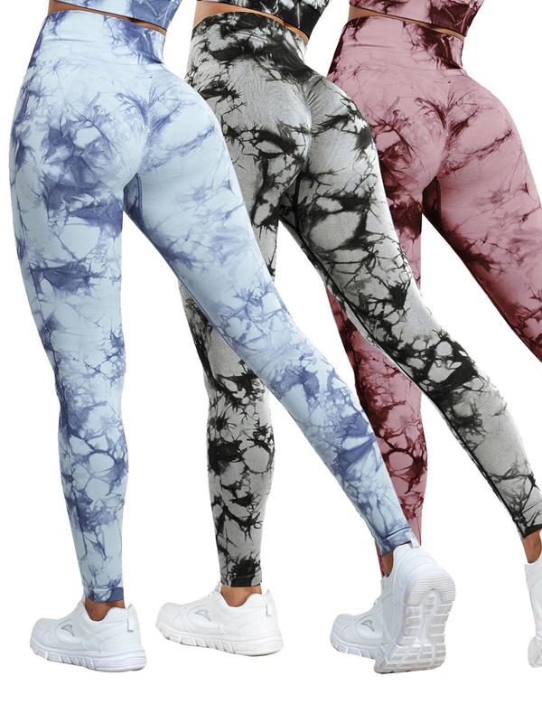 Women's Tie Dye Sports Leggings, High Waist Stretchy Leggings, Tummy Control Butt Lifting Skinny Yoga Pants for Gym Workout Fitness, Activewear & Sportswear, Tummy Control