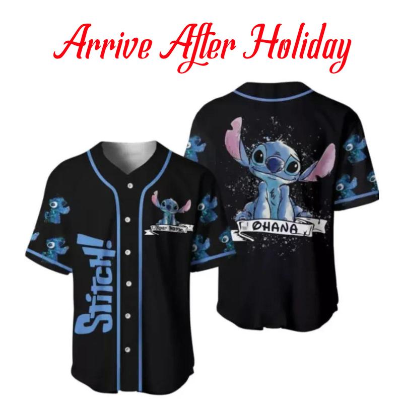 DISNEY MICKEY & CO. Stitch Cute Baseball Jersey, Stitch Jersey, Cartoon Baseball Jersey