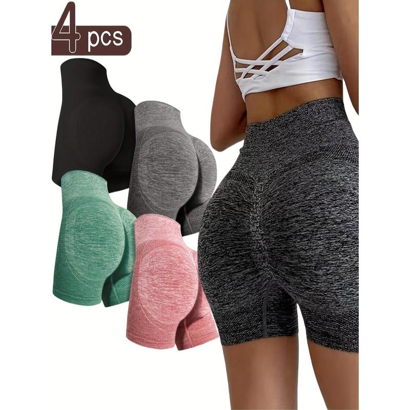 4pcs Women's High Waist Sports Gym Shorts, Gym Shorts, Quick Drying High Stretch Seamless Yoga Short Leggings, Leggings For Women