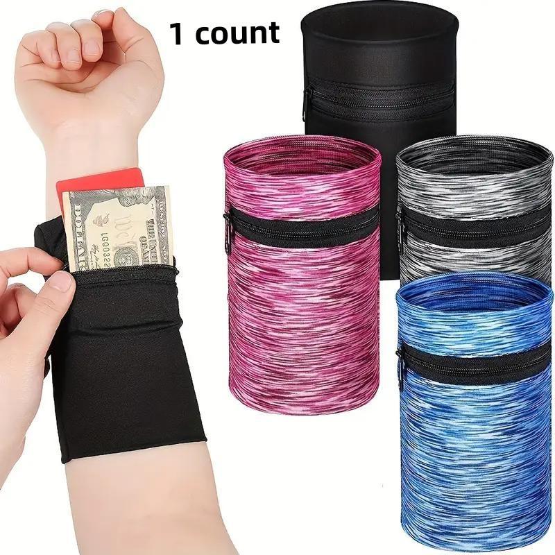 Random Color Wrist Wallet, 1 Count Zipper Wristband Pouch, Mini Cash Card Holder for Outdoor Sports & Travel Accessories