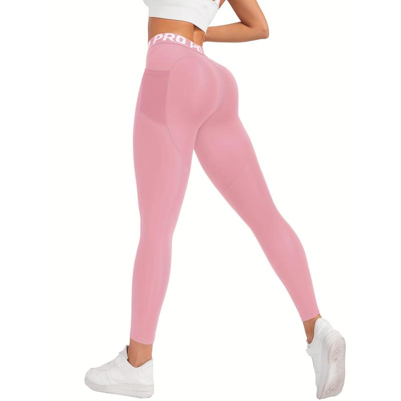 Letter Pattern High Waist Yoga Pants, High Elasticity Running Fitness Leggings, Autumn and Winter Women's Sports Clothing