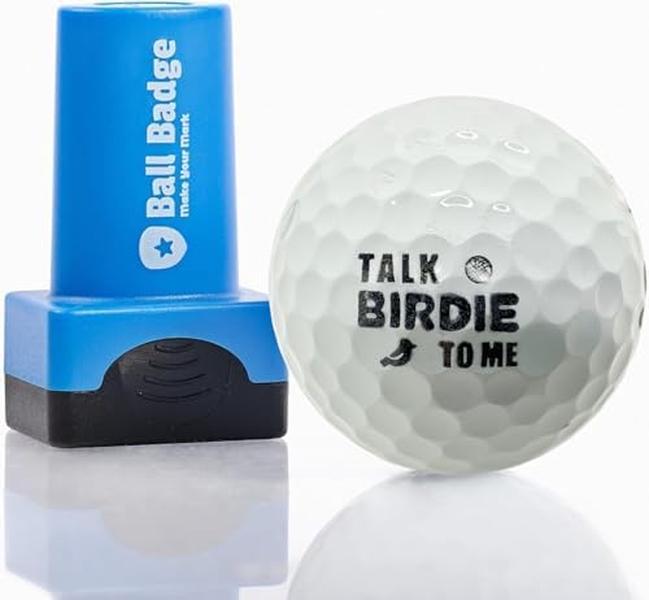 Ball Badge - Golf Ball Stamp, Self-Inking Golf Ball Stamper, Golf Ball Marker, Reusable Golf Ball Marking Tool to Identify Golf Balls - (The Dirty Series) (Talk Birdie to Me)