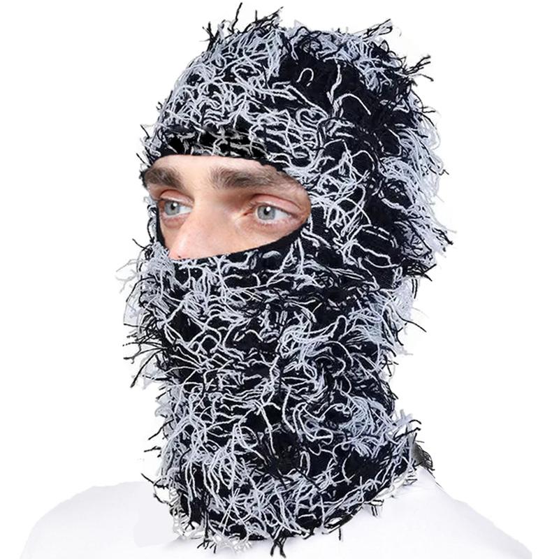 Soft Fluffy Balaclava Mask - Windproof Full Face Cover for Winter Sports - Ideal for Skiing Full Face Knitted Windproof Balaclava Ski Mask - Stay Warm and Comfortable with Breathable, Toggle Closure for Bachelor Party and Cold Weather Skiing and Riding