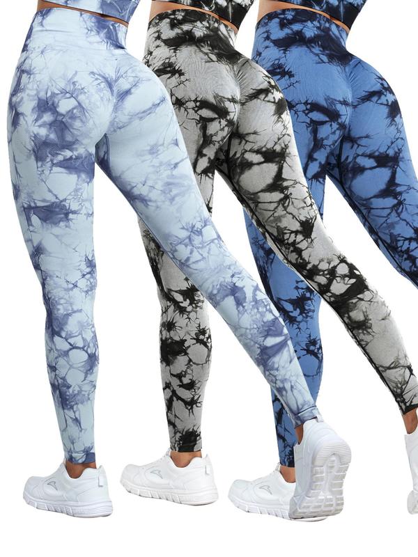 Women's Tie Dye Sports Leggings, High Waist Stretchy Leggings, Tummy Control Butt Lifting Skinny Yoga Pants for Gym Workout Fitness, Activewear & Sportswear, Tummy Control