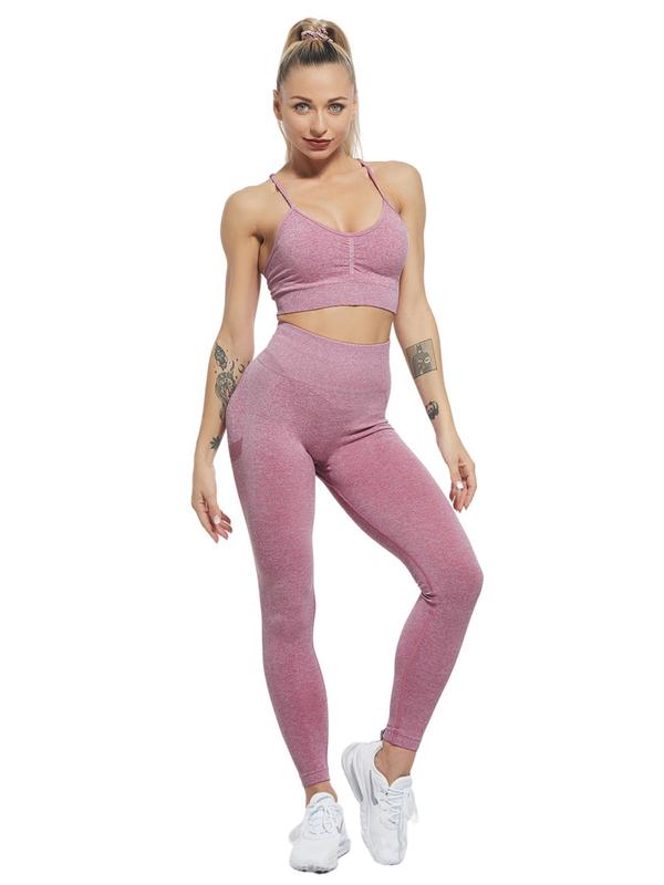 Women's Solid High Waist Sports Leggings, Breathable Comfortable Yoga Leggings, Ladies Sportswear for Indoor Outdoor Wear