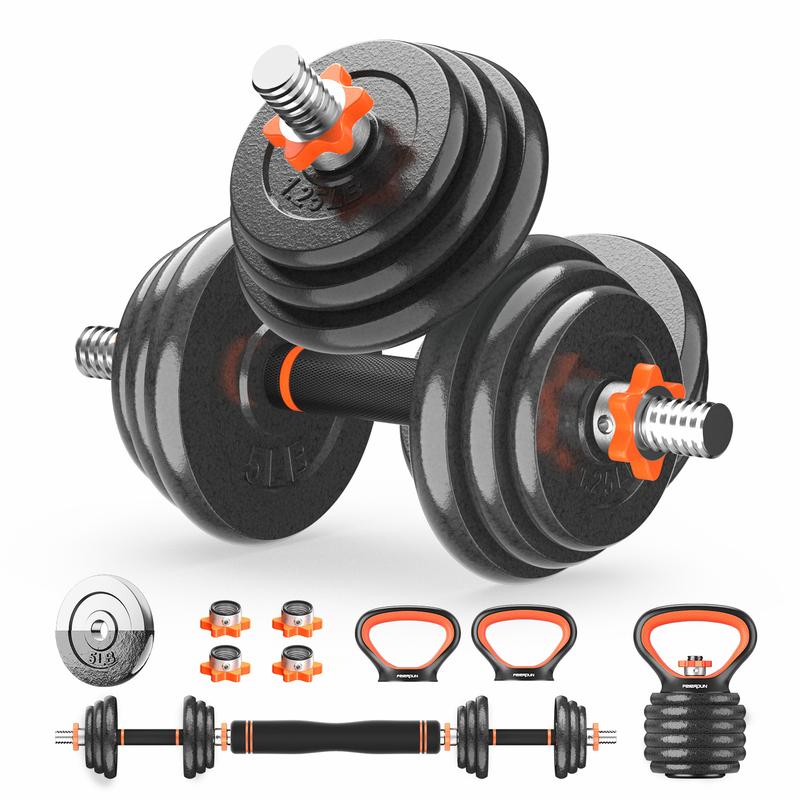 FEIERDUN Adjustable Dumbbells, 40lbs Free Weights Set with Barbell Connector,4 in1 Dumbbells Set with Anti-Slip Alloy Steel Handle, Suitable for Men and Women Workout Fitness