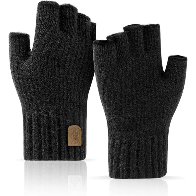 Fingerless Gloves Half Finger Gloves Winter Warm Knitted Gloves Working Running Biking Driving for Men and Women