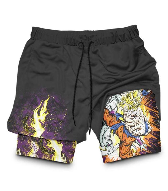 Dragon Ball Frieza Performance Shorts Summer Double Layer Beach Pants Fitness Training Pant Sports