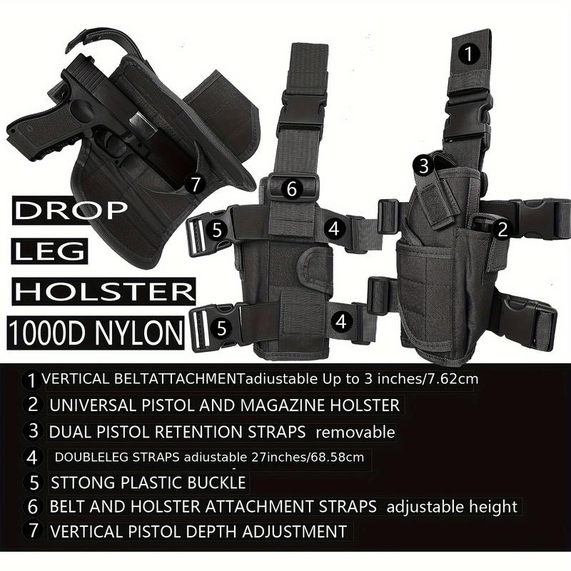 Right Leg Holster, Male and Female Thigh Holster with Cartridge Bag, Adjustable Leg Safety Belt, Suitable for Outdoor Sports