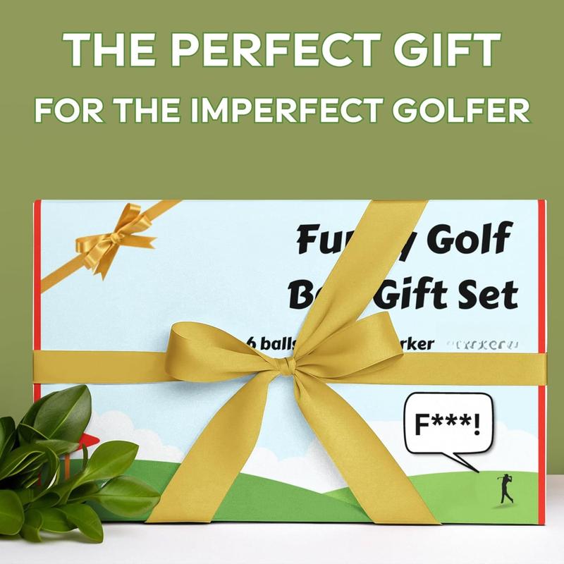 Funny Golf Ball Gift Set, Funny Golf Gifts for Men - Golf Balls for Dad, Mom, and Golfers - Includes 6 Balls, 3 Tees, and 1 Marker