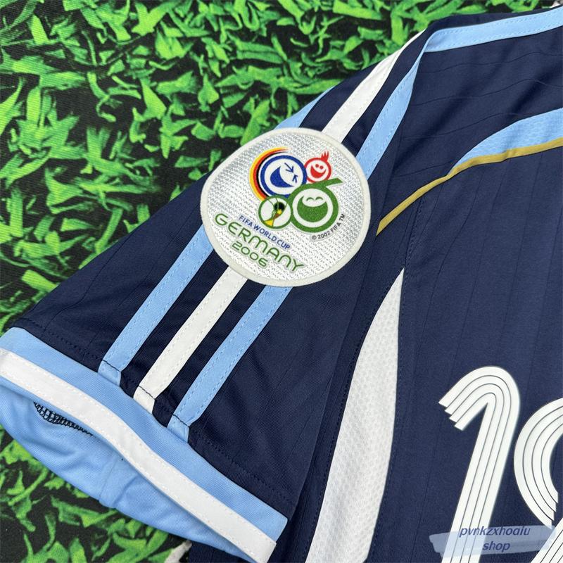 2006 World Cup Argentina Jersey Away No. 19 Messi Riquelme Soccer Training Jersey Short Sleeve fan shirt jersey  ootd