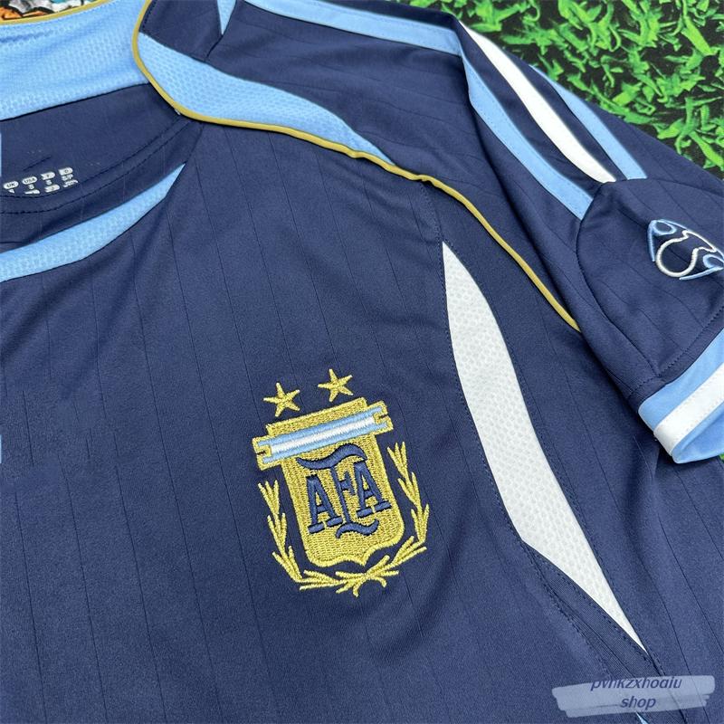 2006 World Cup Argentina Jersey Away No. 19 Messi Riquelme Soccer Training Jersey Short Sleeve fan shirt jersey  ootd